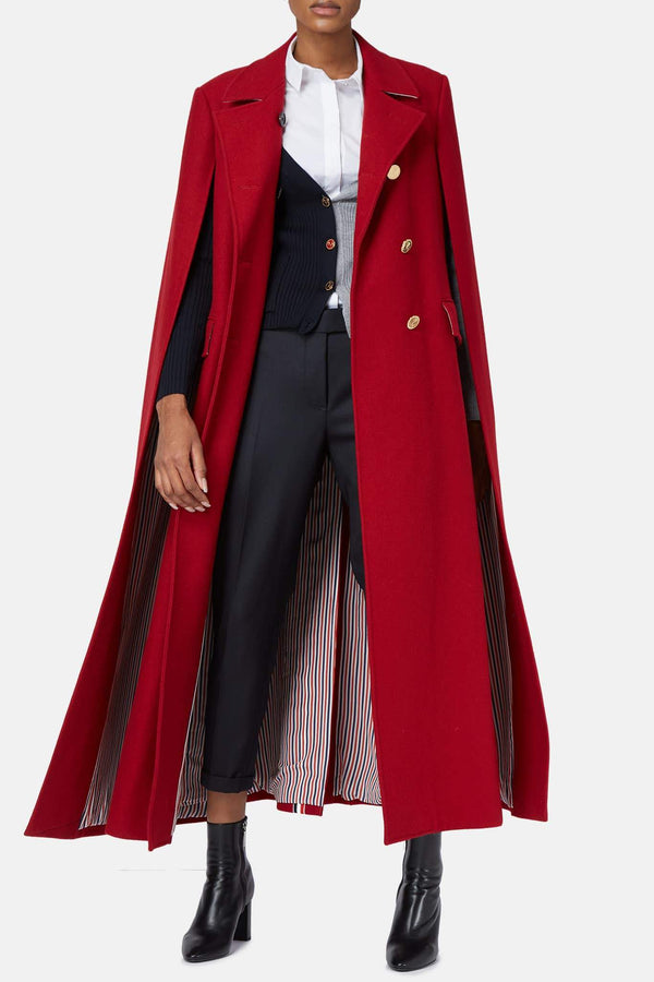 Manteau cape en laine rouge Thom Browne