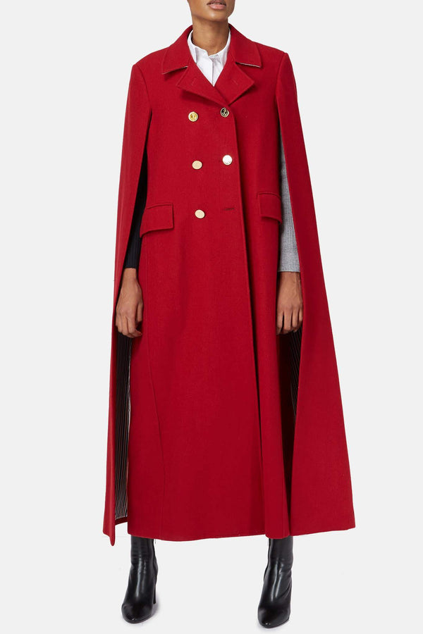 Manteau cape en laine rouge Thom Browne