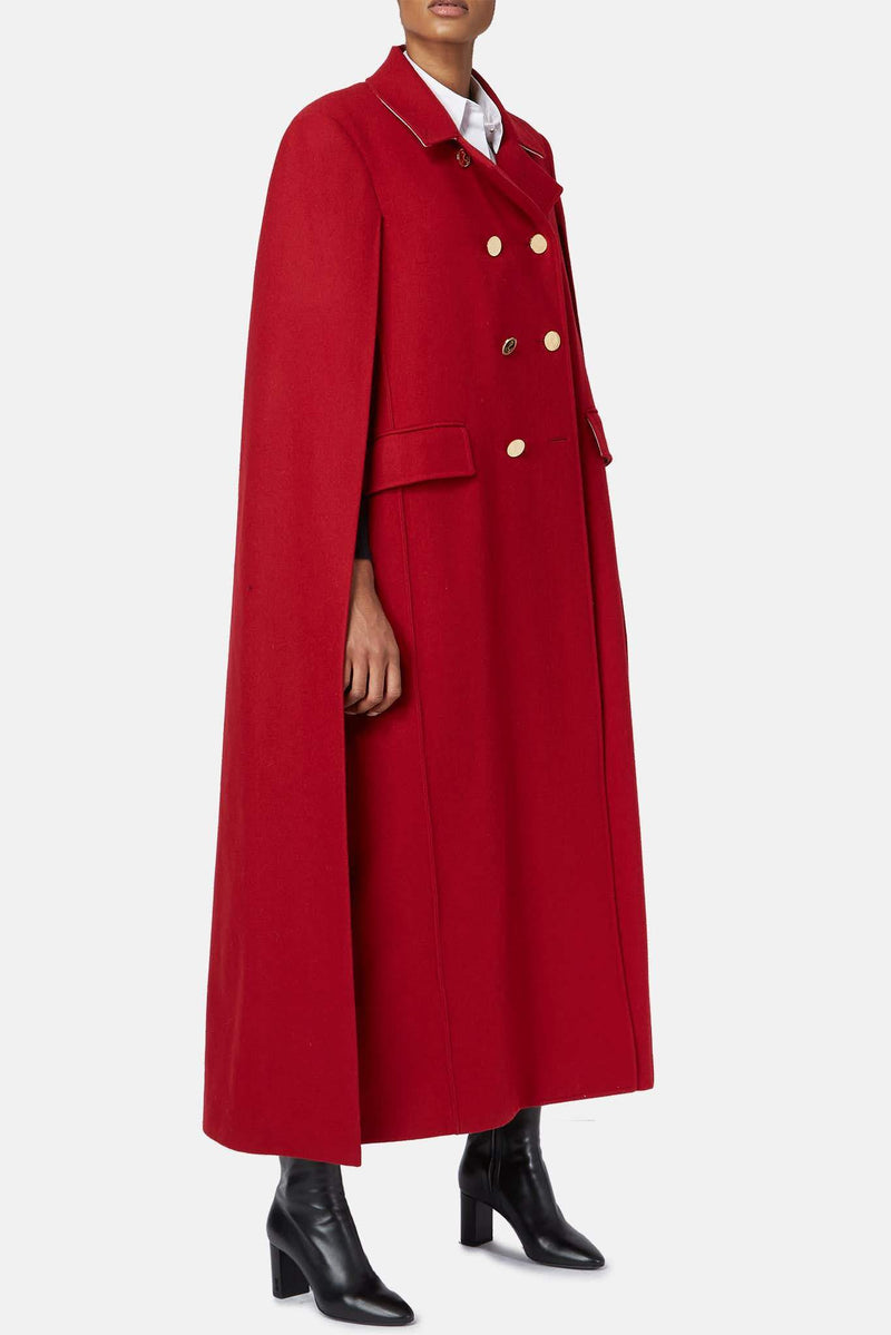 Manteau cape en laine rouge Thom Browne