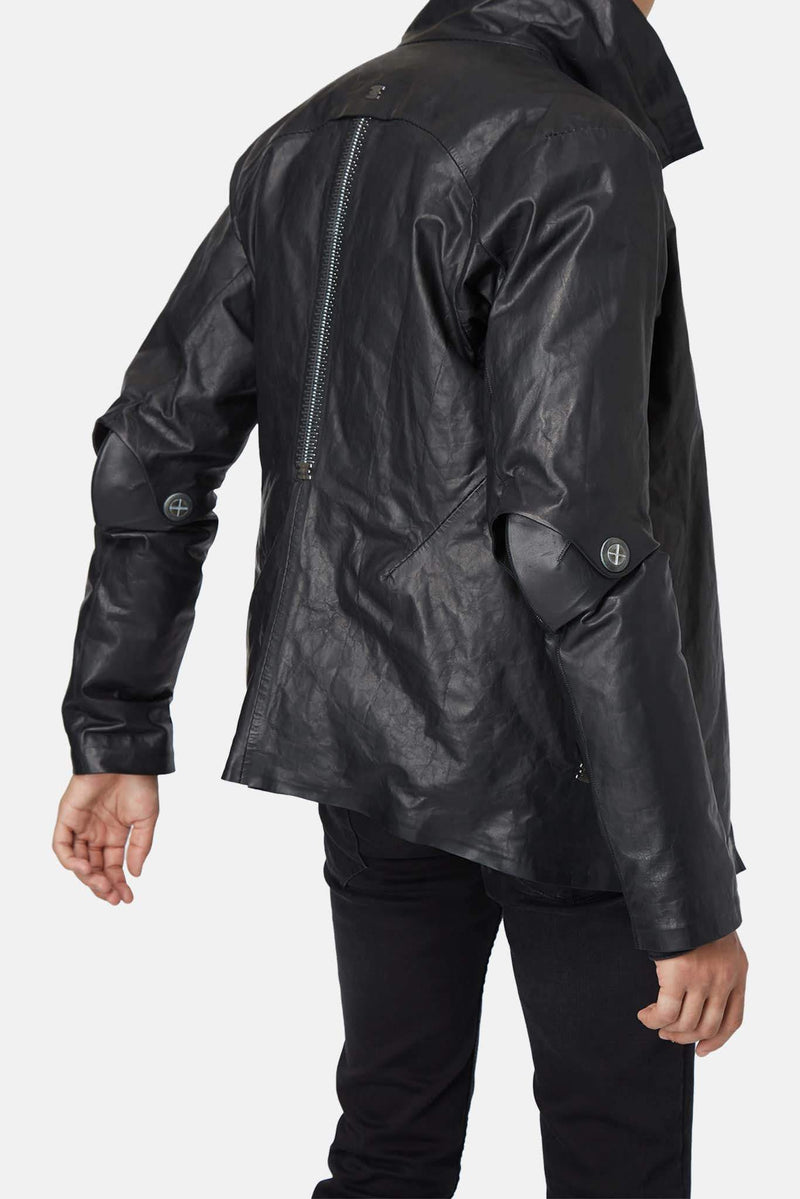 Veste rembourrée en cuir noire Isaac Sellam