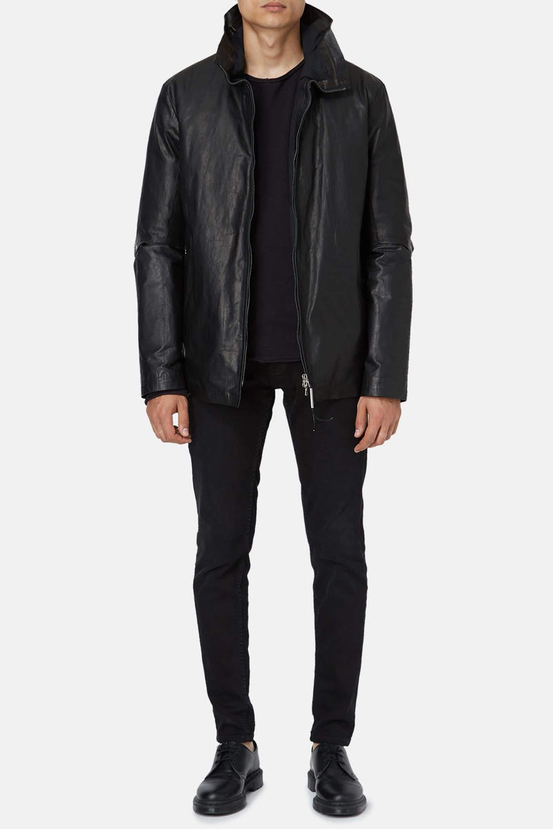 Veste rembourrée en cuir noire Isaac Sellam