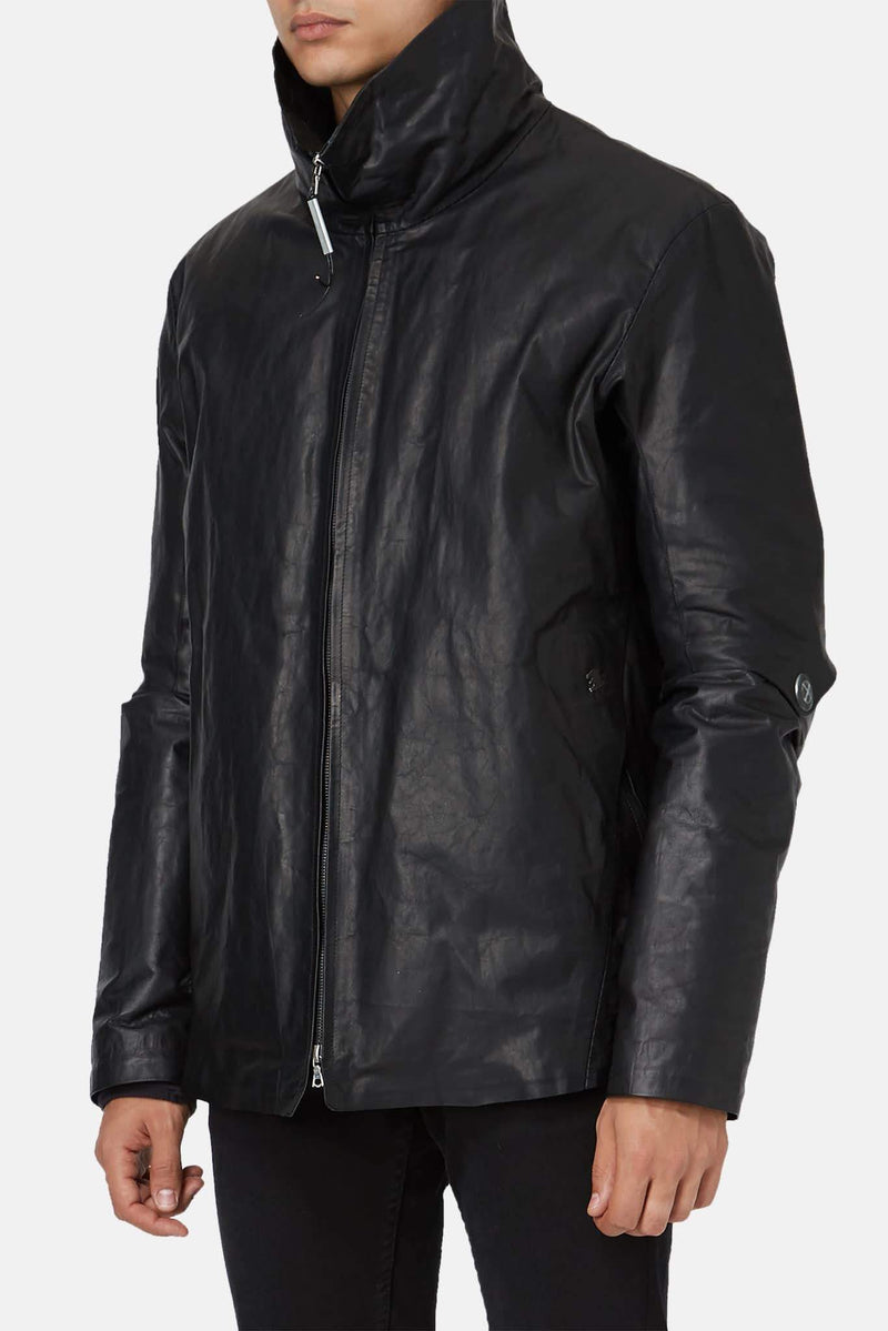 Veste rembourrée en cuir noire Isaac Sellam