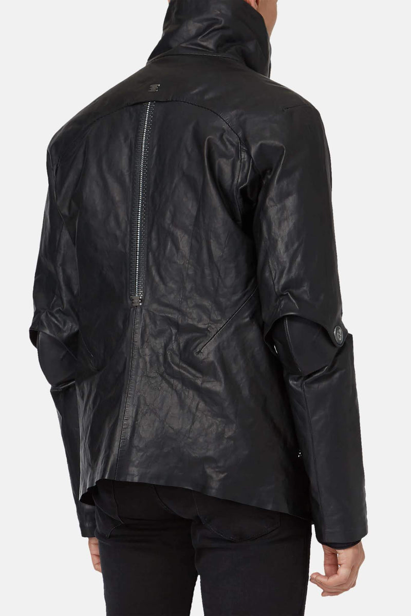 Veste rembourrée en cuir noire Isaac Sellam