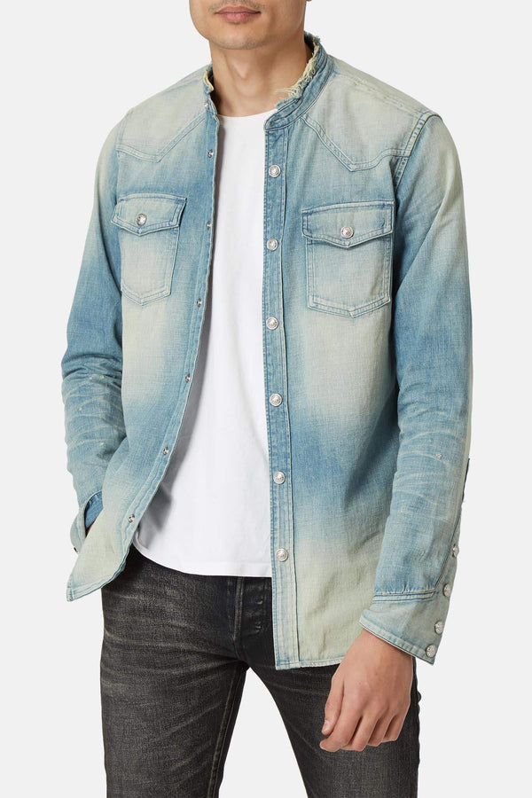 Chemise en coton bleue Balmain