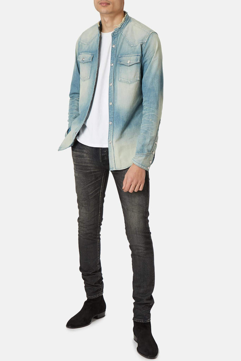 Chemise en coton bleue Balmain