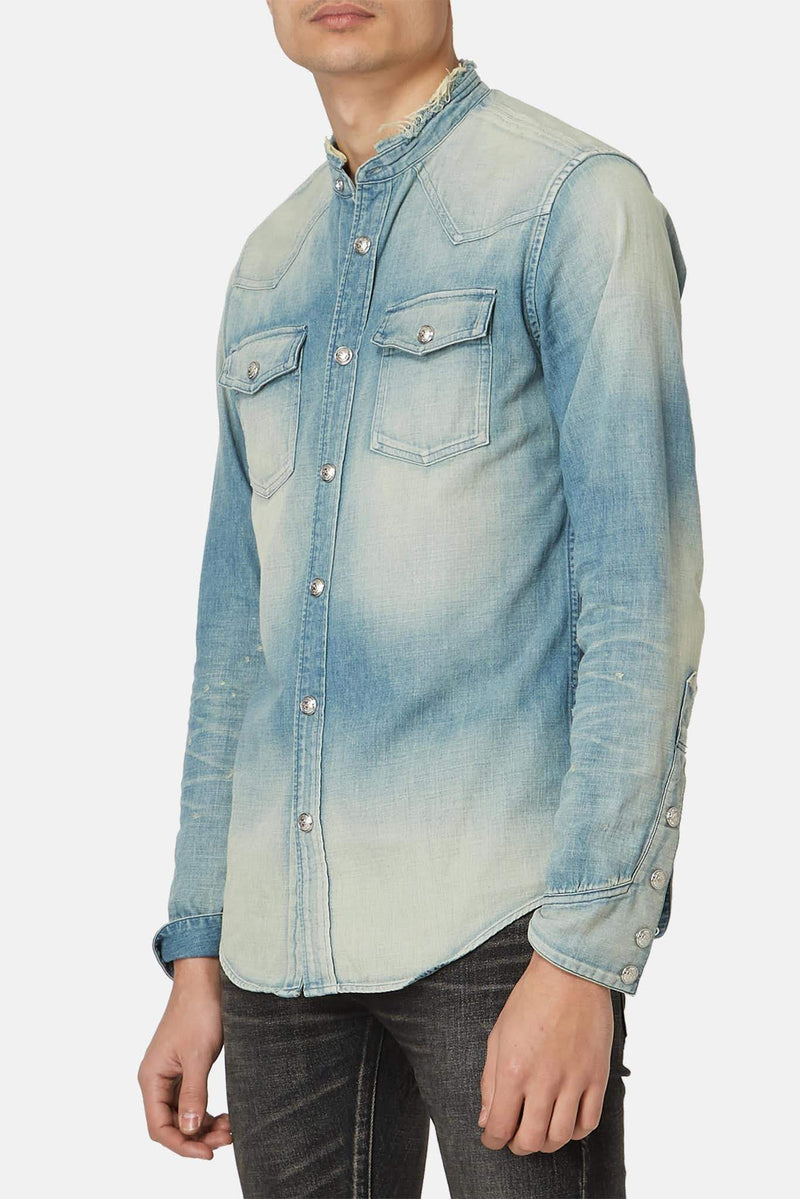 Chemise en coton bleue Balmain