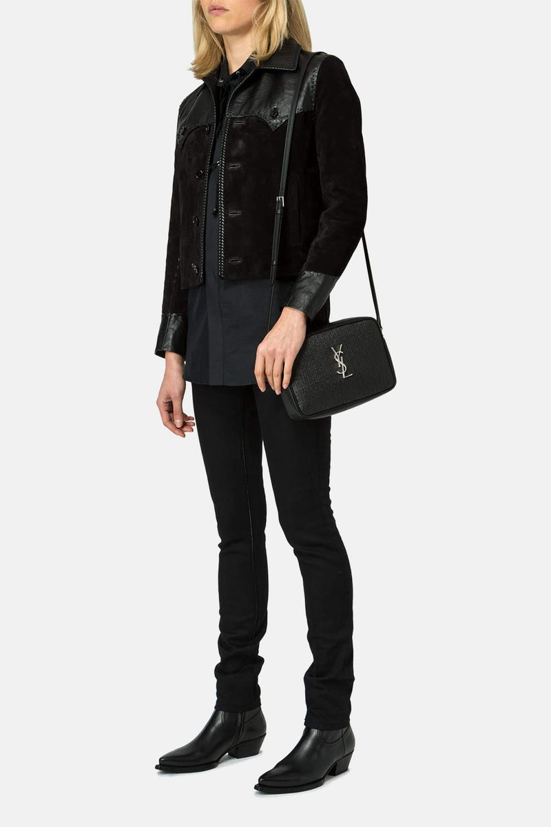 Sac en osier noir "Lou" Saint Laurent