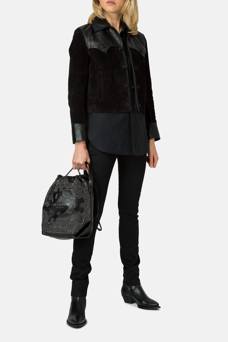 Sac en cuir noir "Teddy" Saint Laurent