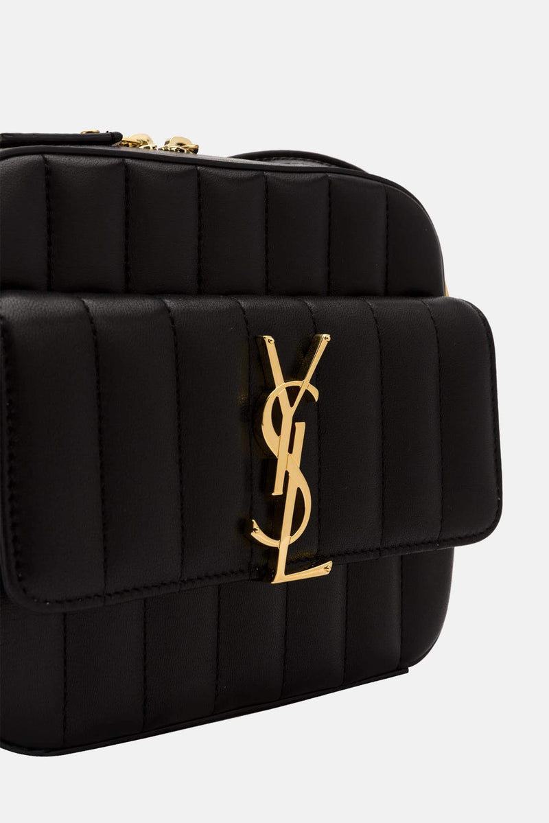 Sac en cuir noir "Vicky" Saint Laurent