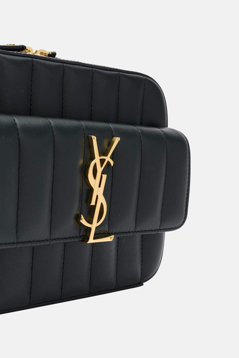 Sac en cuir vert foncé "Vicky" Saint Laurent