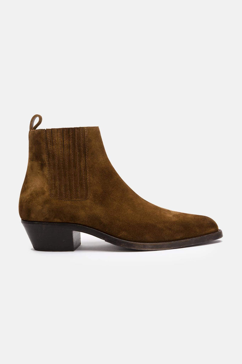 Bottes en daim marron Saint Laurent