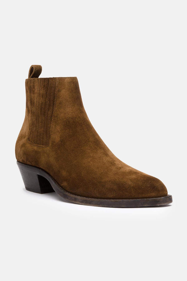 Bottes en daim marron Saint Laurent