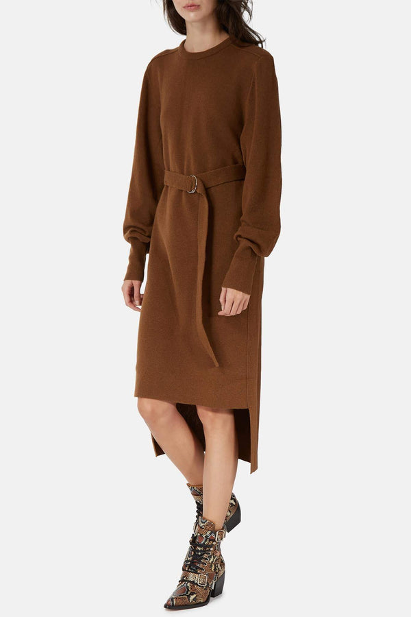 Robe pull en cachemire et laine marron Chloé