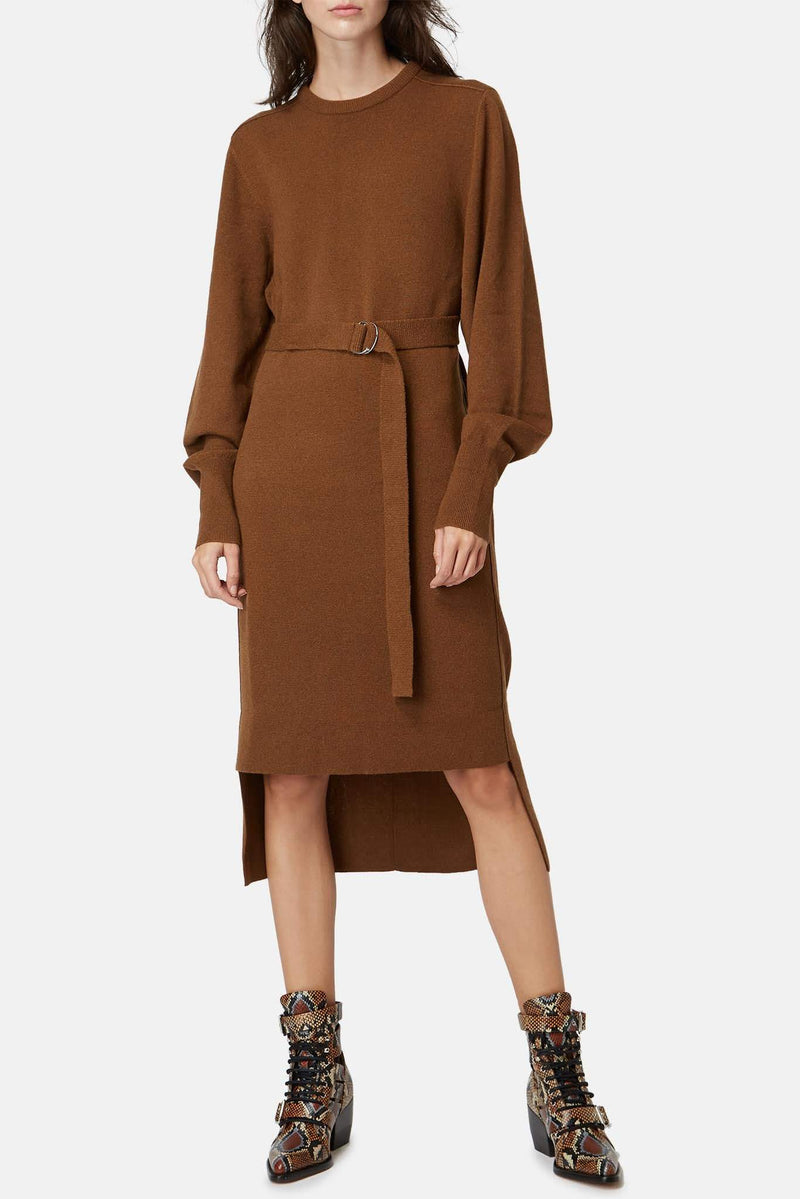 Robe pull en cachemire et laine marron Chloé