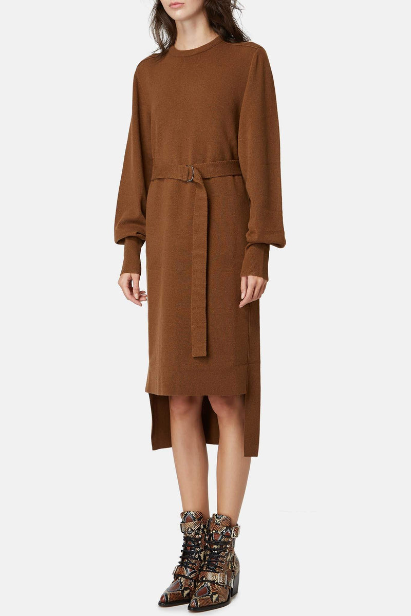 Robe pull en cachemire et laine marron Chloé