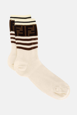 Chaussettes imprimées blanches Fendi