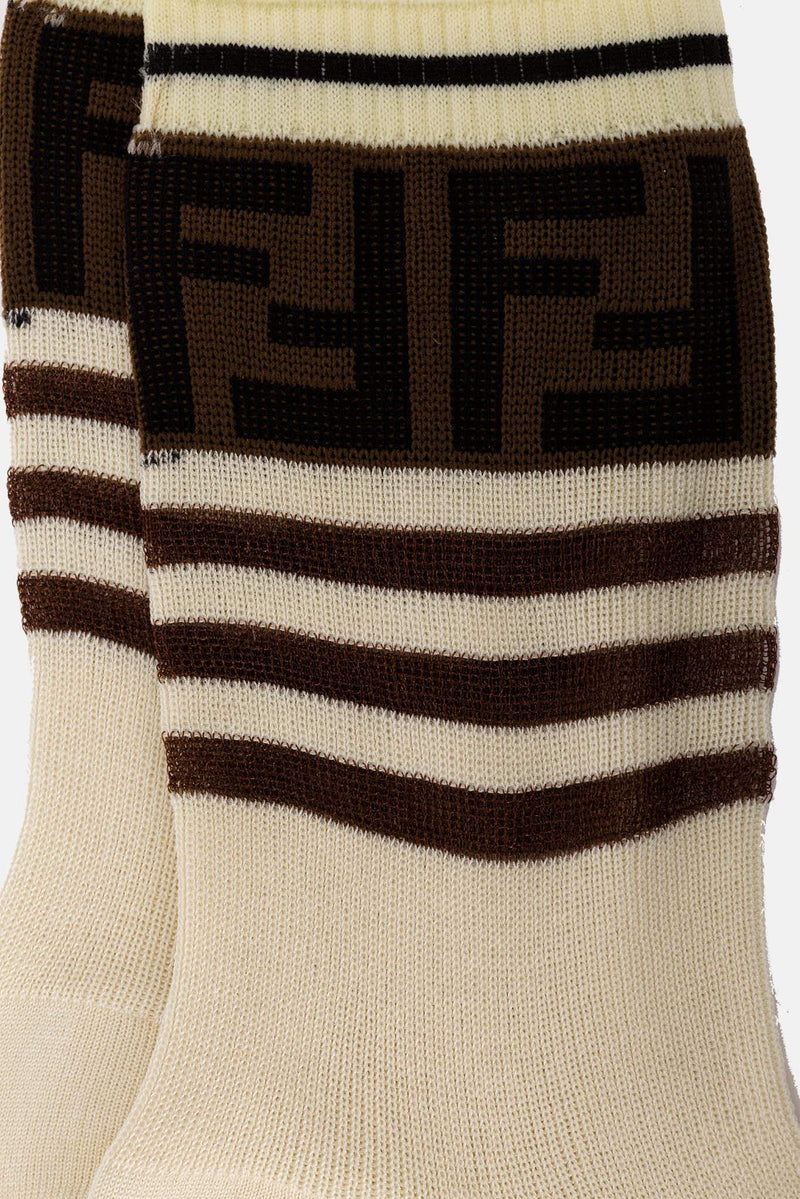 Chaussettes imprimées blanches Fendi