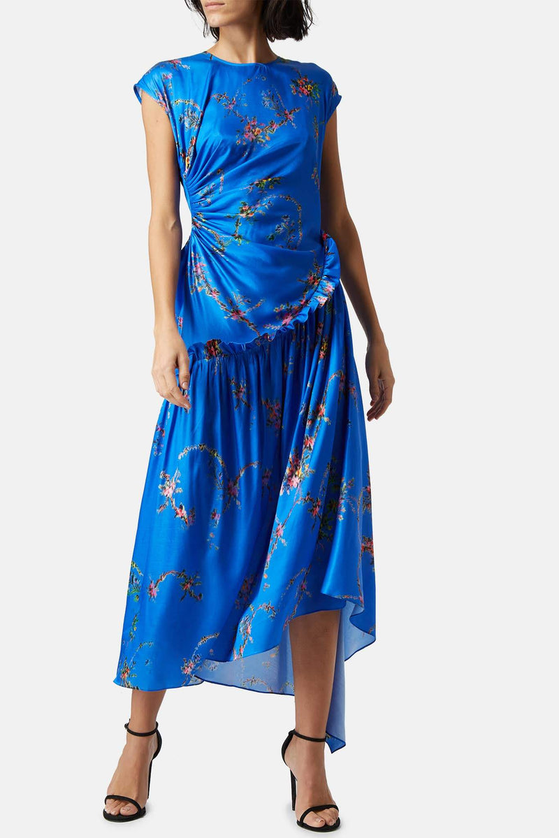 Robe imprimée bleue Andrea Preen by Thornton Bregazzi