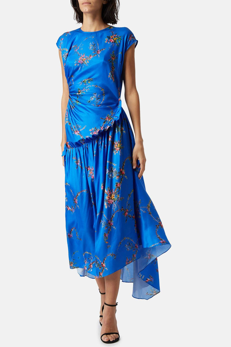 Robe imprimée bleue Andrea Preen by Thornton Bregazzi