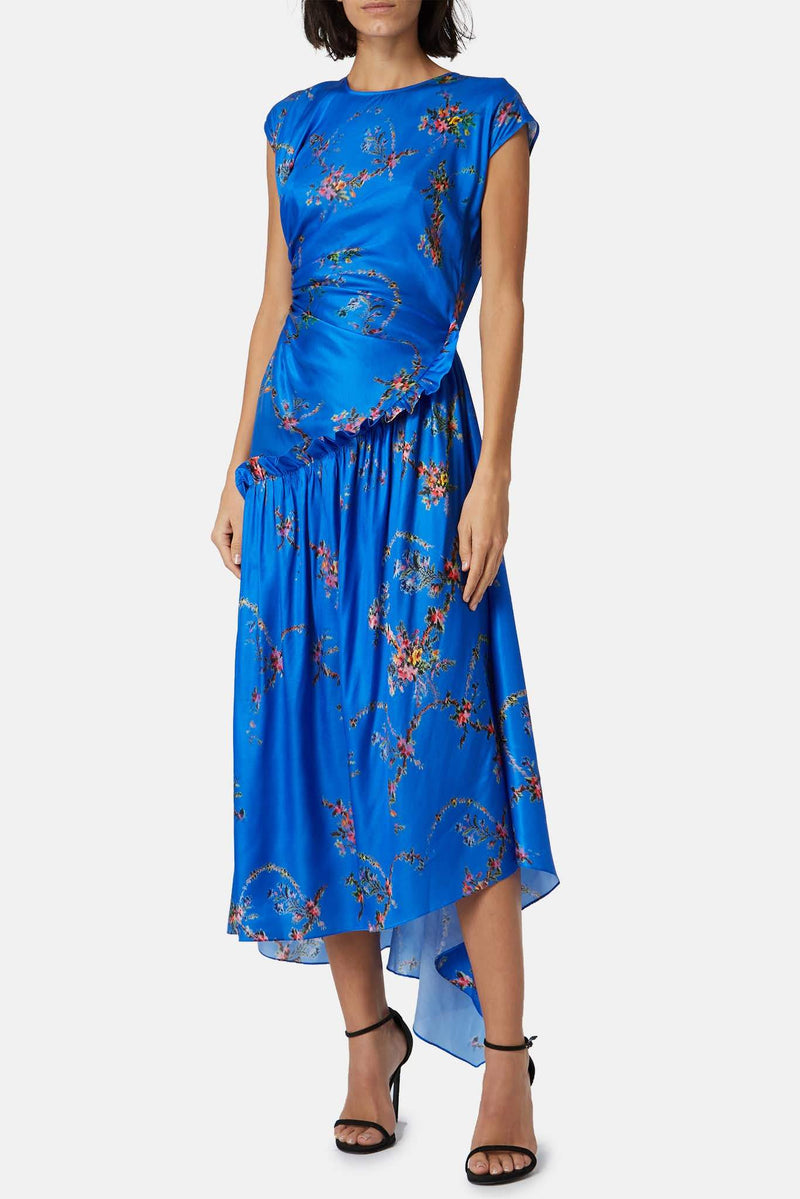 Robe imprimée bleue Andrea Preen by Thornton Bregazzi