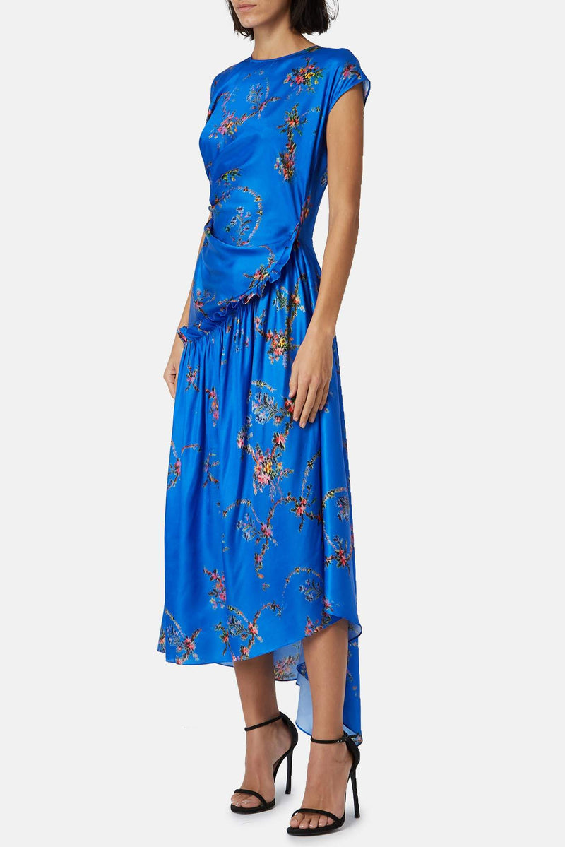 Robe imprimée bleue Andrea Preen by Thornton Bregazzi