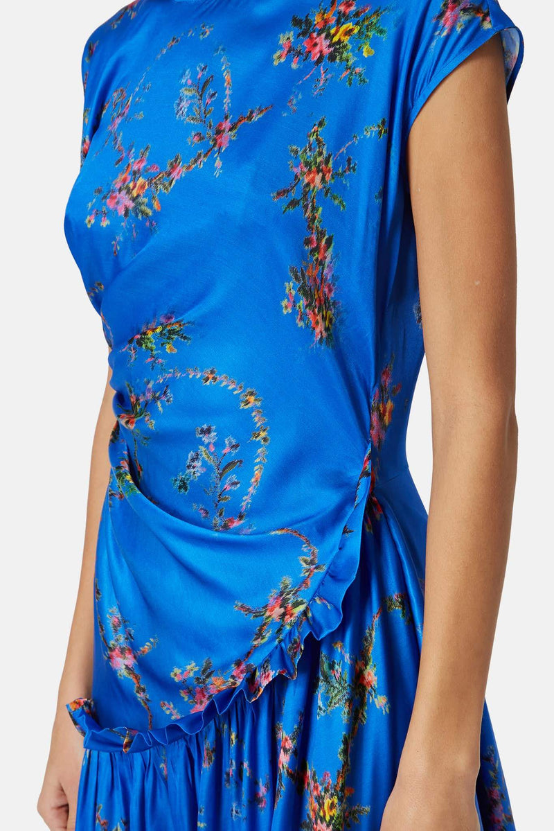 Robe imprimée bleue Andrea Preen by Thornton Bregazzi