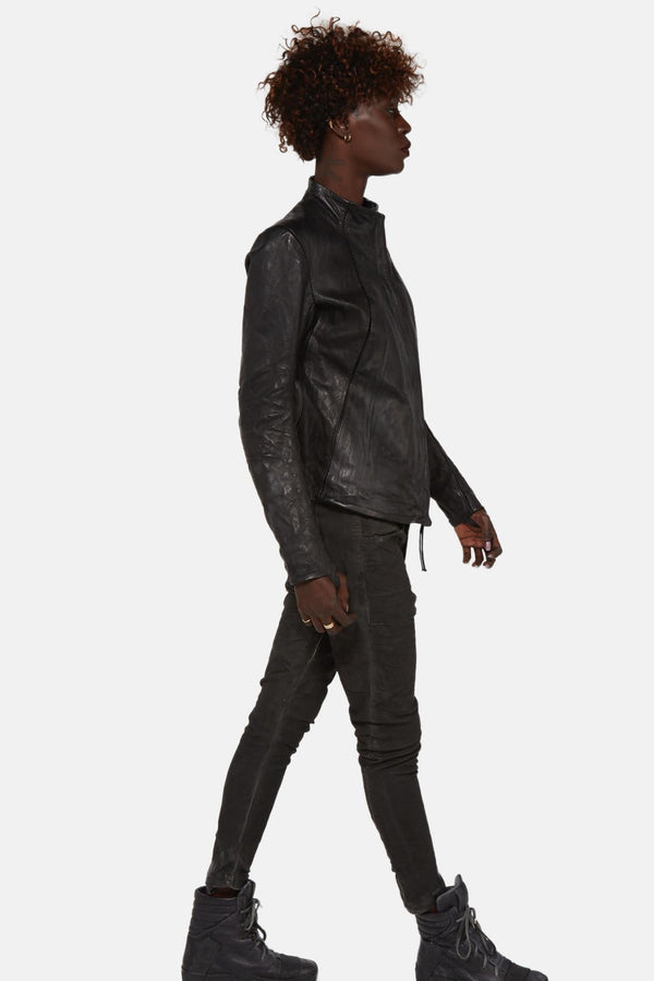 Veste à empiècement en cuir noire Boris Bidjan Saberi