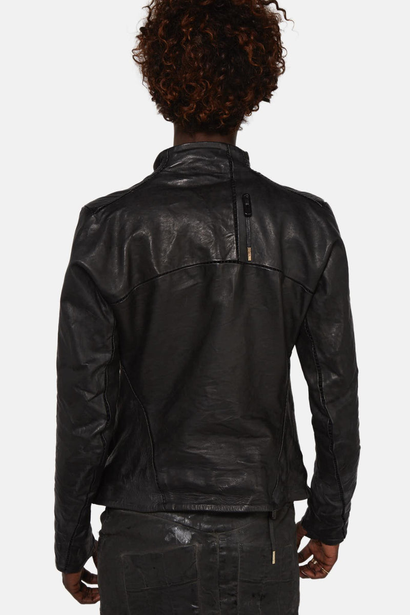 Veste à empiècement en cuir noire Boris Bidjan Saberi