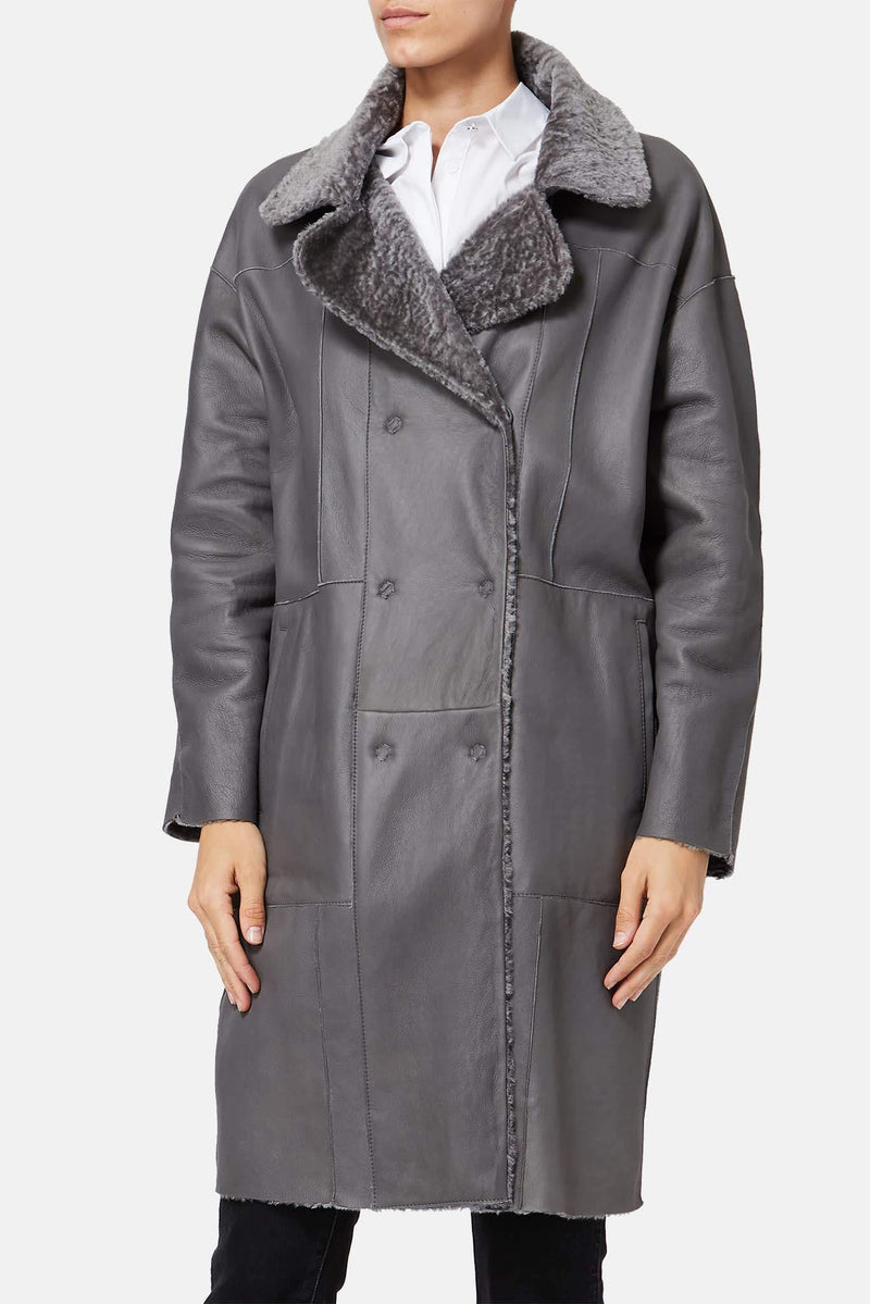 Manteau en fourrure gris Drome