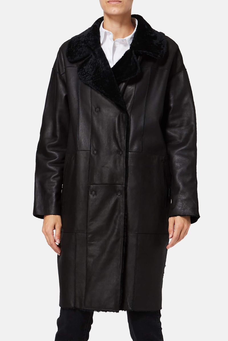 Manteau en fourrure noir Drome