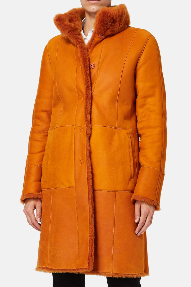 Manteau en fourrure orange Drome