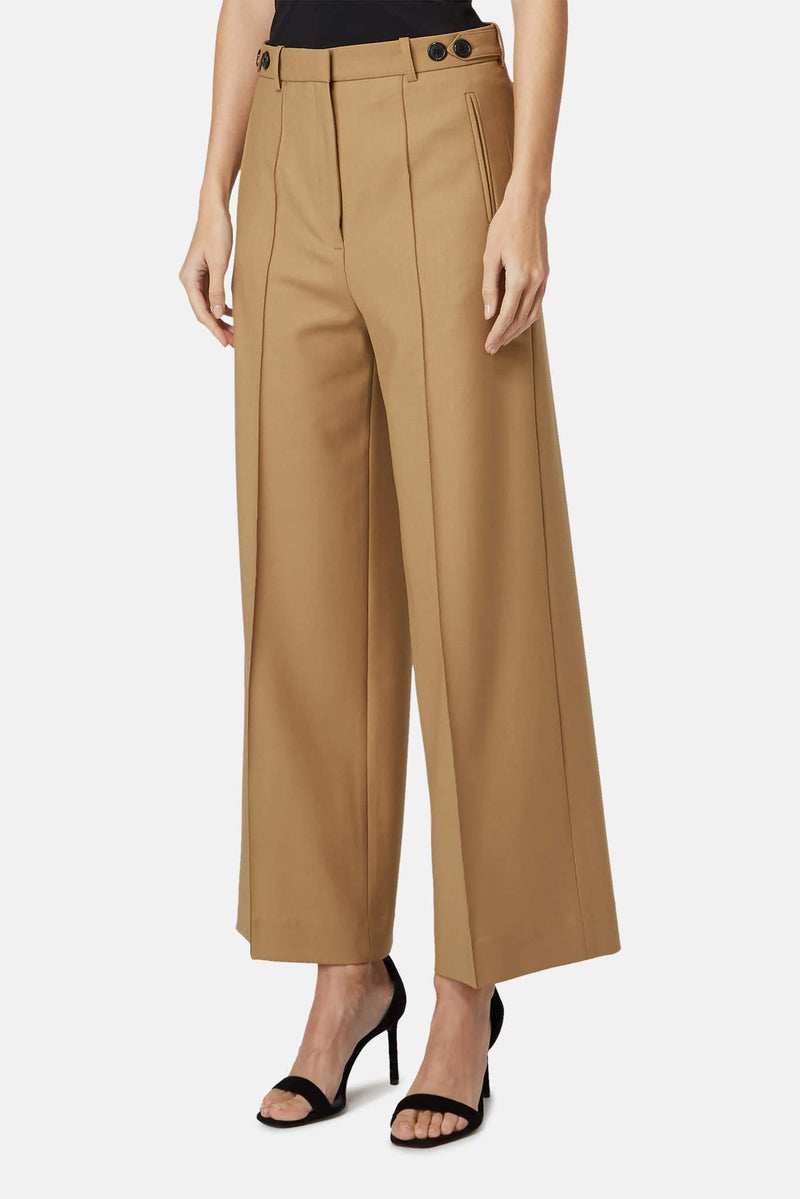 Pantalon en laine mélangée marron clair Rokh