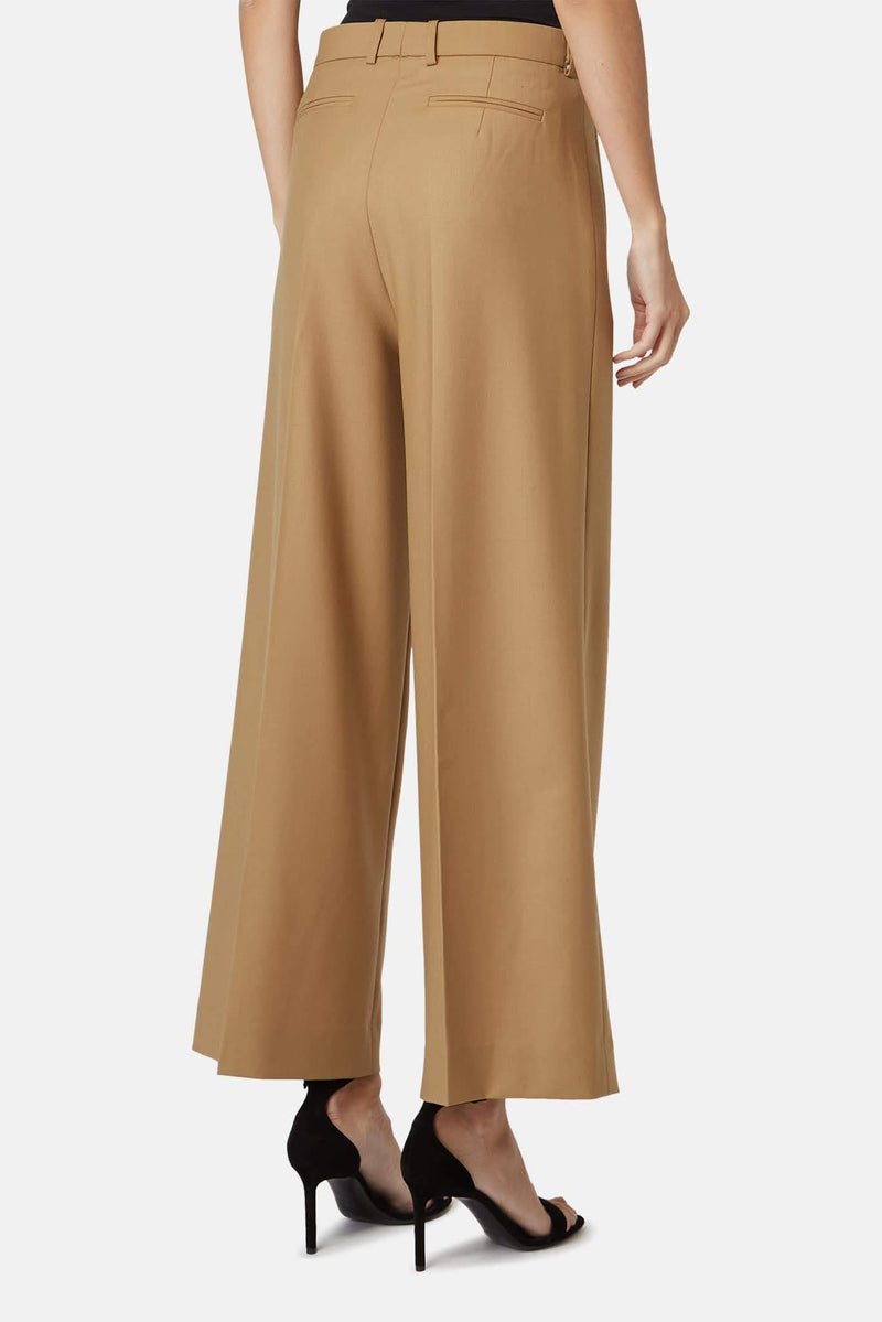 Pantalon en laine mélangée marron clair Rokh