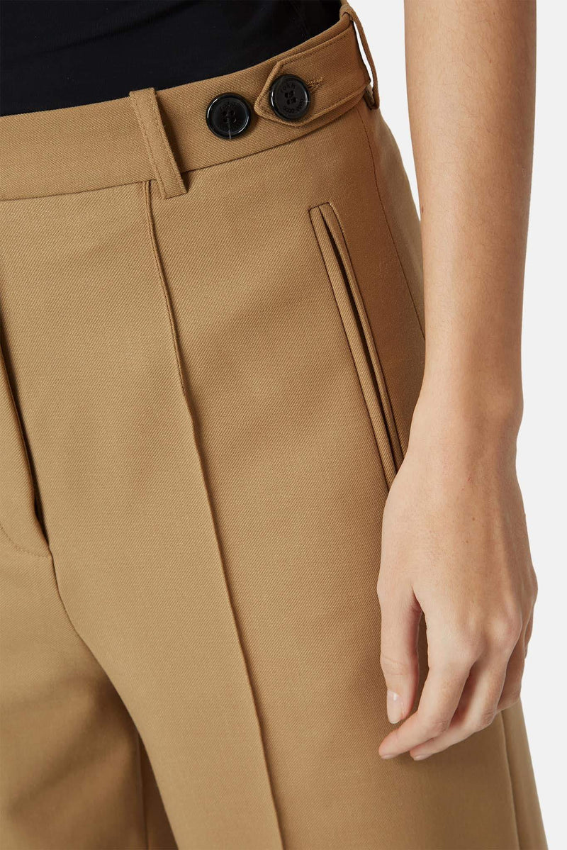 Pantalon en laine mélangée marron clair Rokh