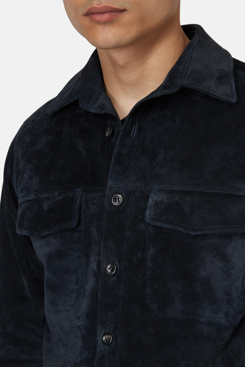 Chemise en cuir suède noire AJMONE