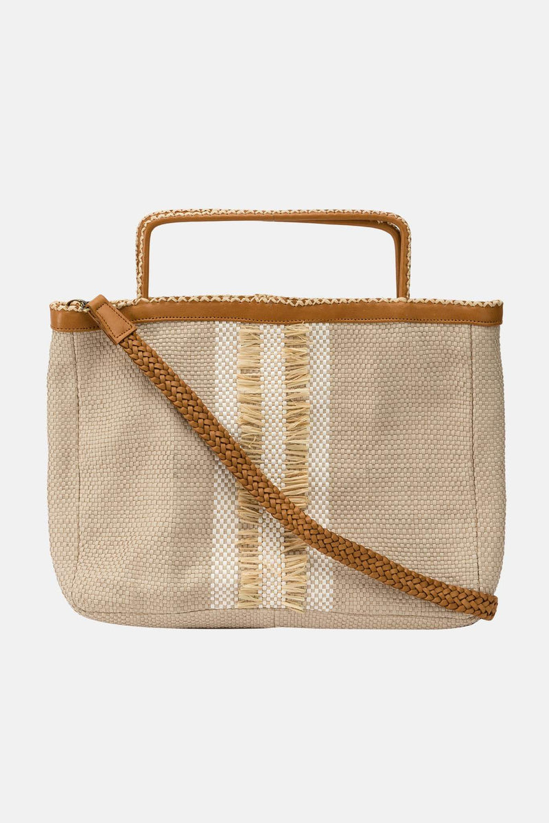 Cabas tressé en cuir beige En Shalla