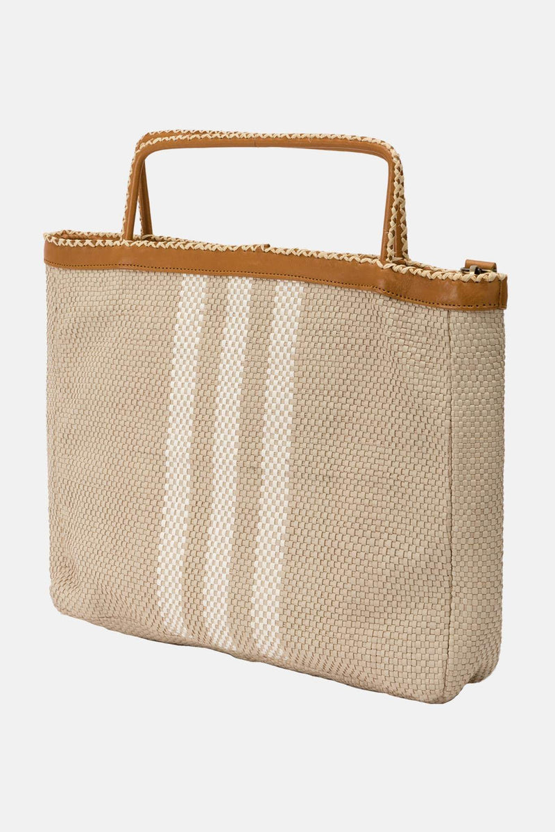 Cabas tressé en cuir beige En Shalla