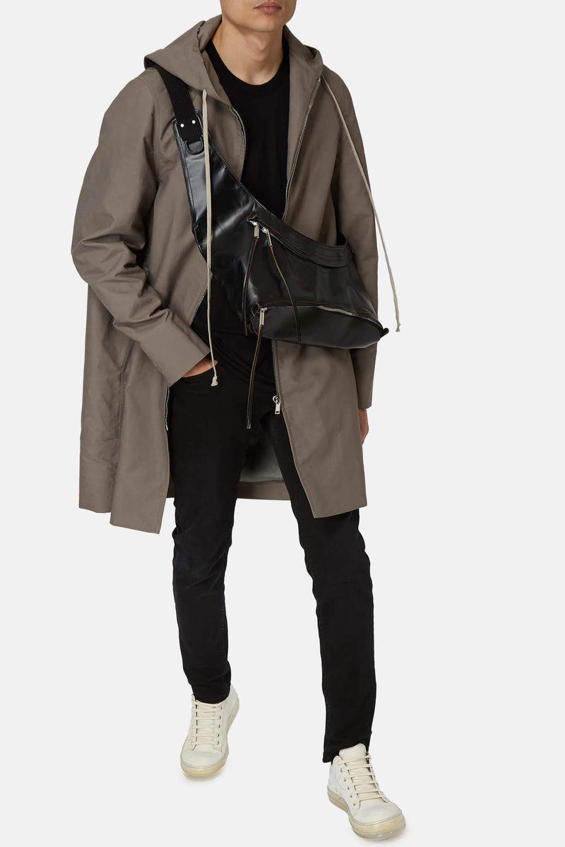 Manteau à lien de serrage gris Rick Owens