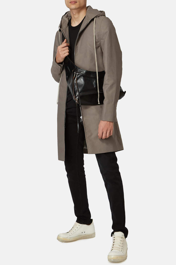 Manteau à lien de serrage gris Rick Owens