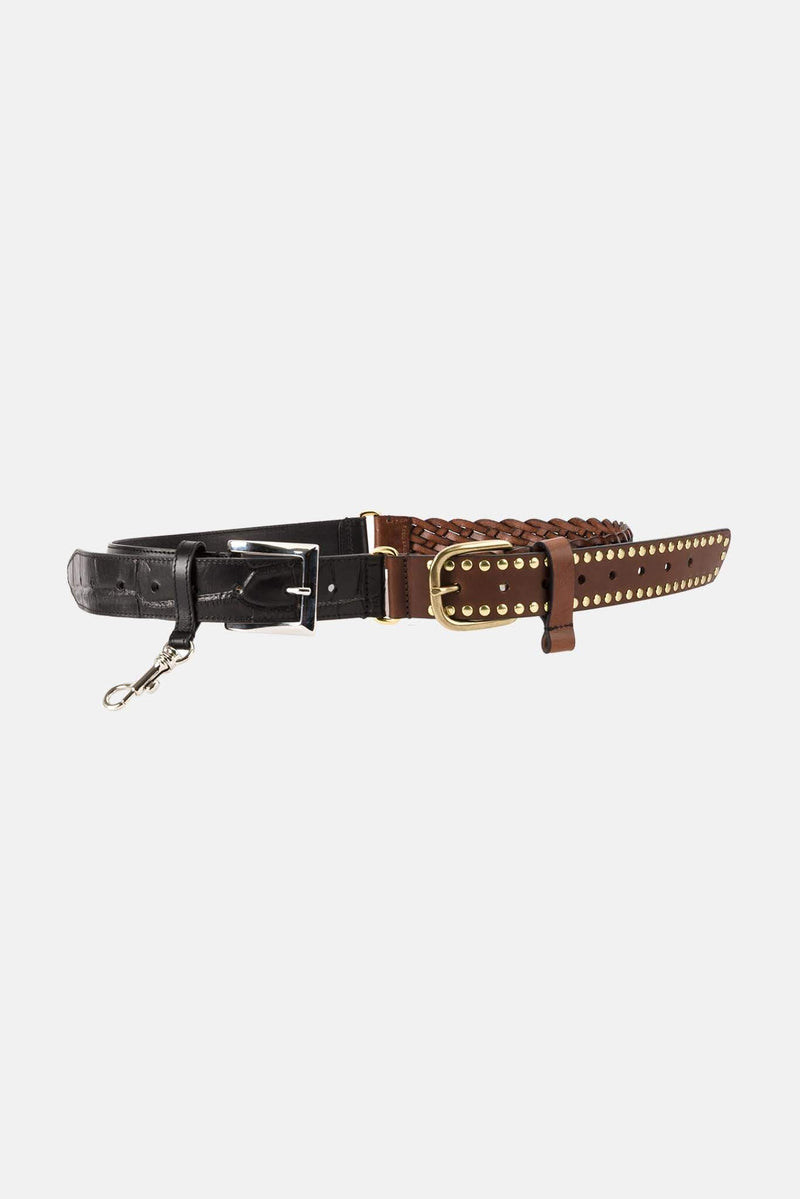 Ceinture en cuir marron et noire Y/Project