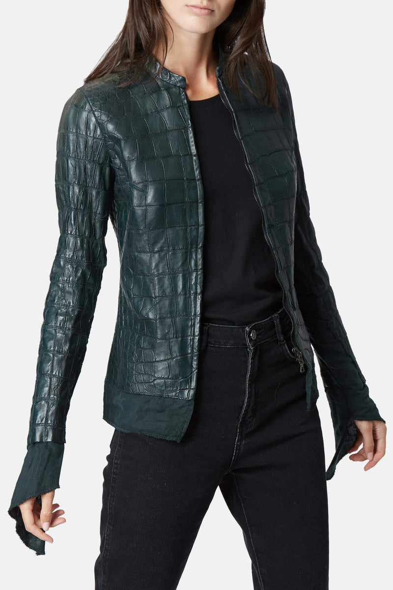 Veste en alligator vert foncé Affamee Isaac Sellam