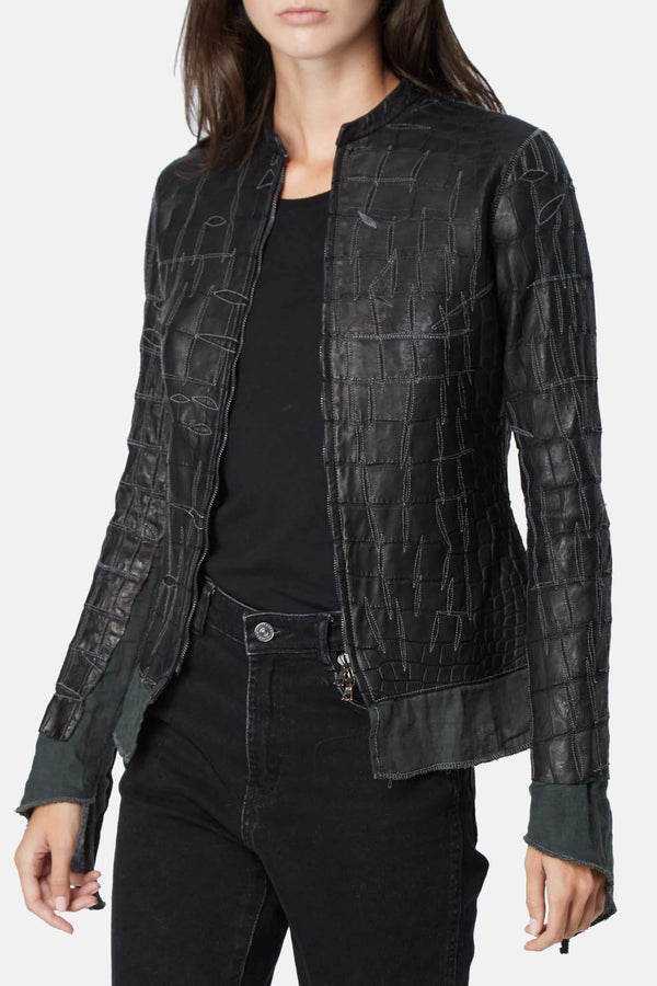 Veste en alligator noire Affamee Isaac Sellam