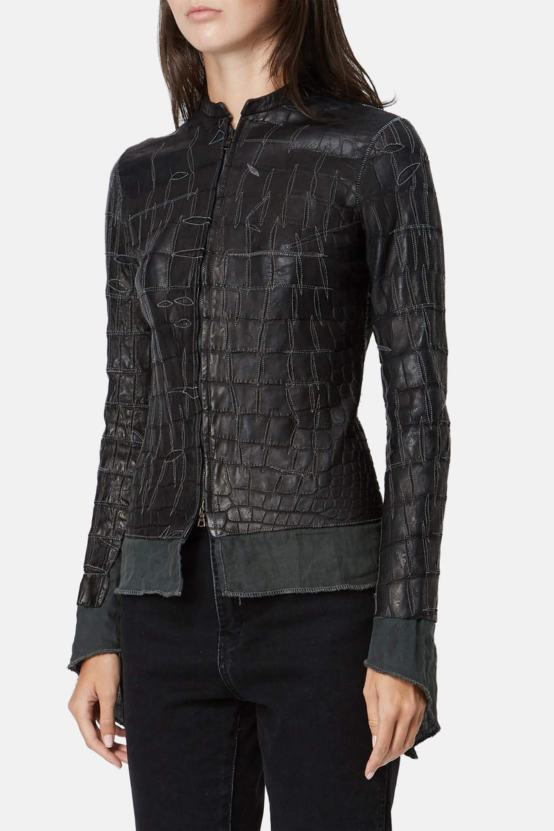 Veste en alligator noire Affamee Isaac Sellam