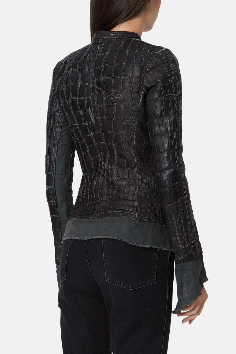 Veste en alligator noire Affamee Isaac Sellam