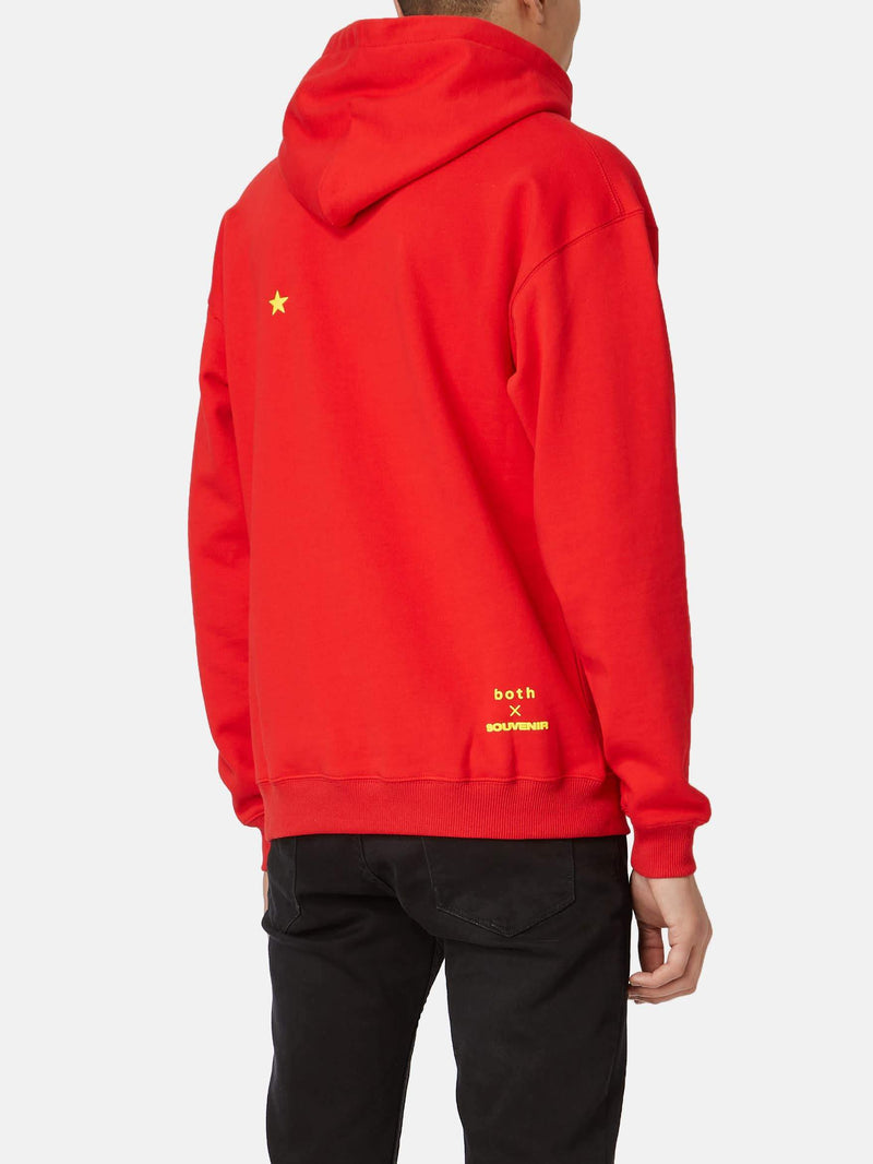 Hoodie imprimé en coton rouge Both