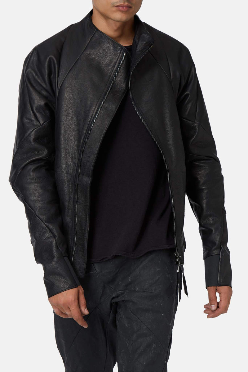 Veste en cuir noir Leon Emanuel Blanck