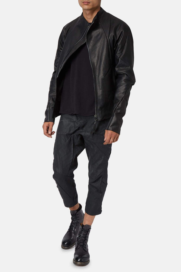 Veste en cuir noir Leon Emanuel Blanck