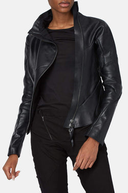 Veste en cuir noire Leon Emanuel Blanck