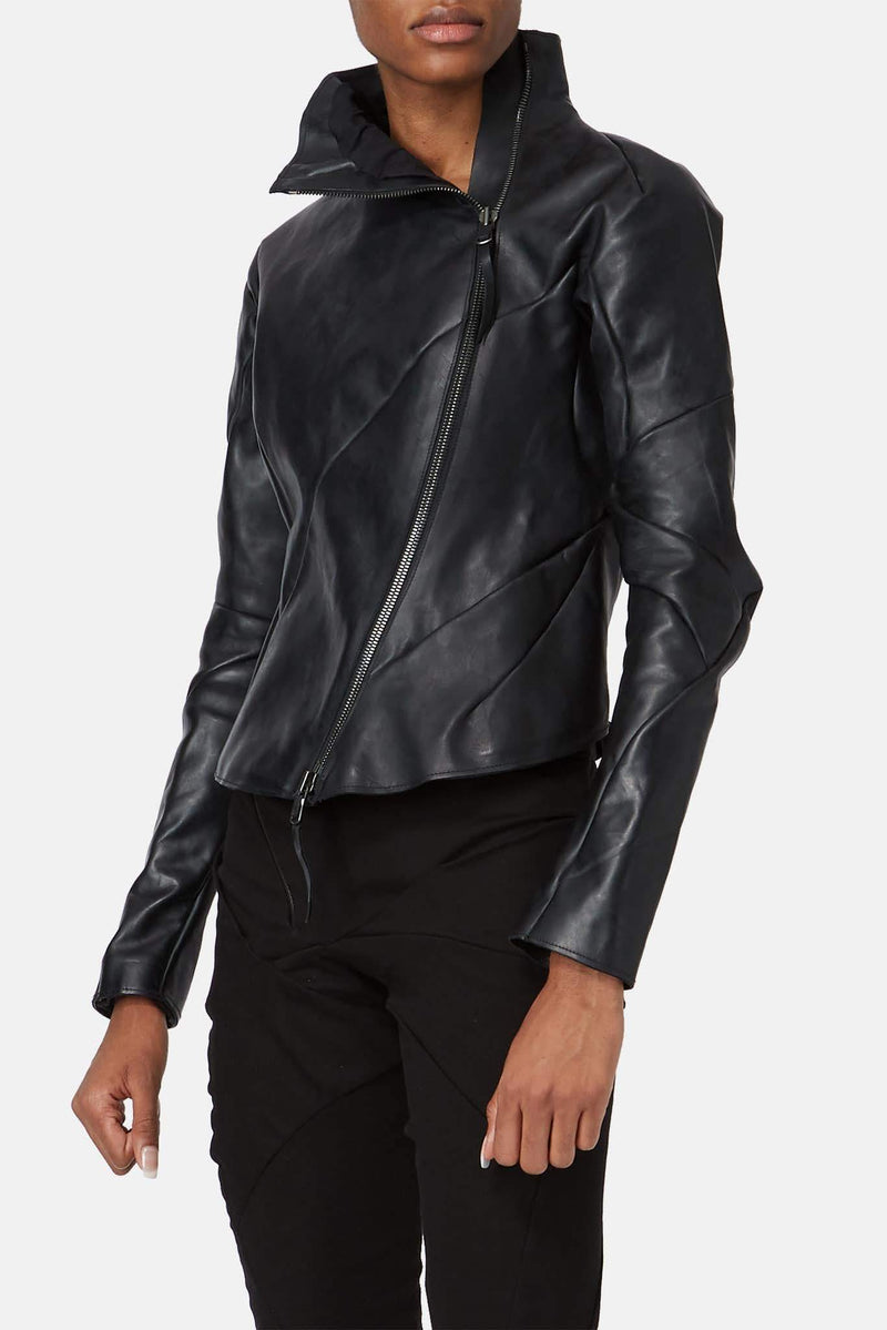 Veste en cuir noire Leon Emanuel Blanck