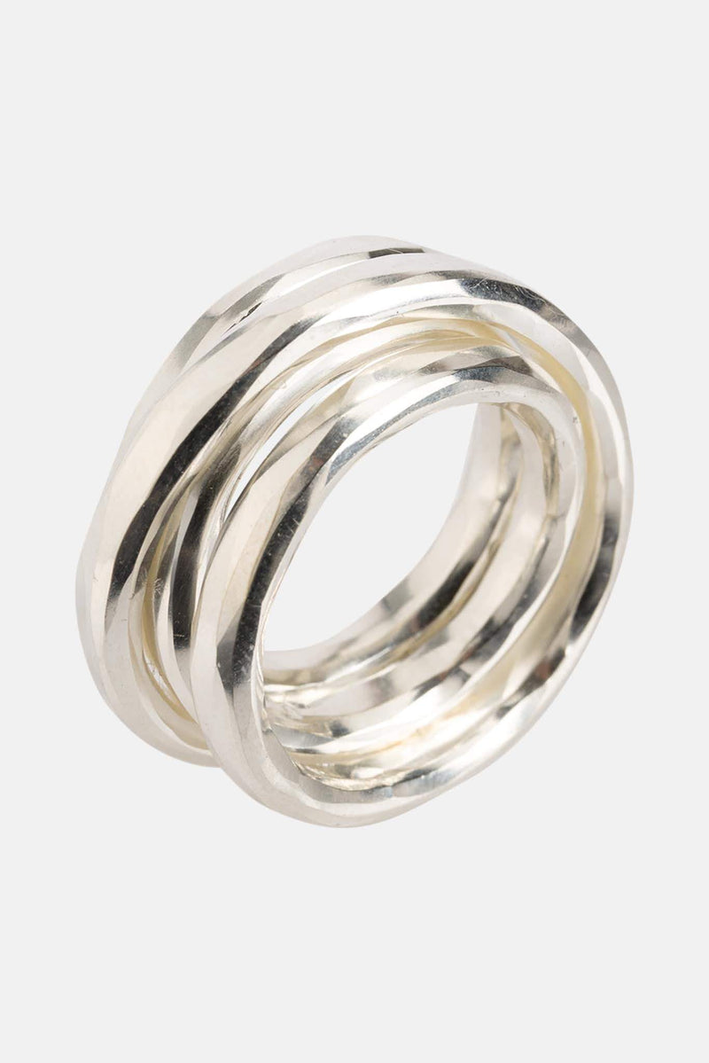 Bague à effet martelé en argent sterling Werkstatt:Munchen